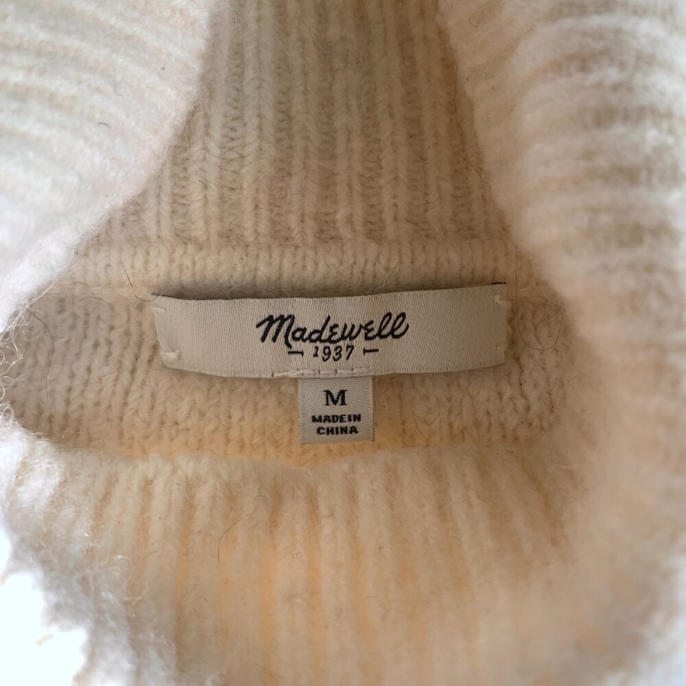 Madewell Pom Pom Turtleneck Sweater Tunic Size Medium M in Cream/White - Picture 4 of 6